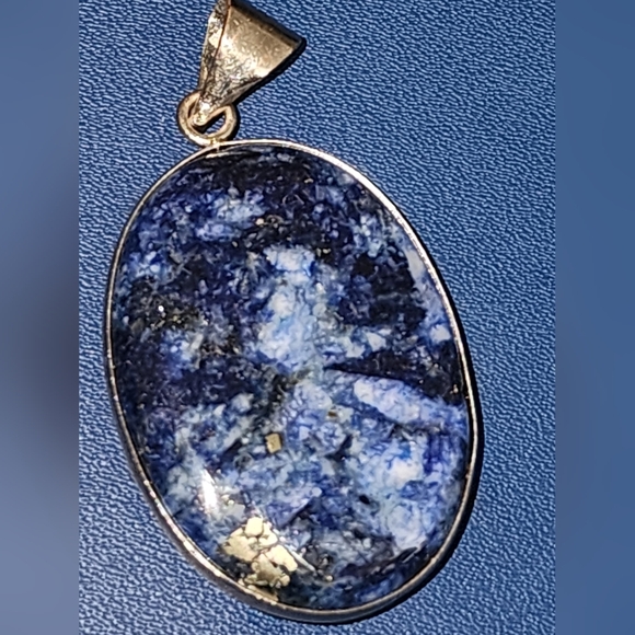 blue mosaic stone( Lapis Lazuli With Pyrite) & 925 - Picture 2 of 3